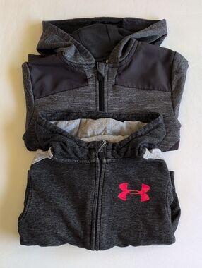 Under Armour & Champion Toddler Boys Active Zip-Up Hoodie Duo Size 4 2pc Lot